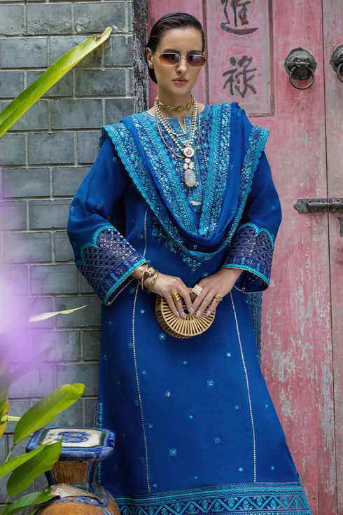 Mushq Embroidered Raw Silk Suit Marisette