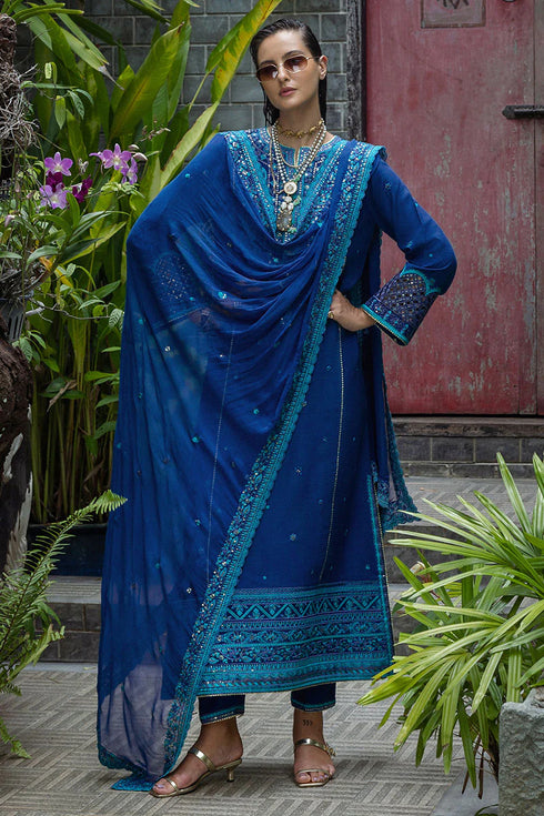 Mushq Embroidered Raw Silk Suit Marisette