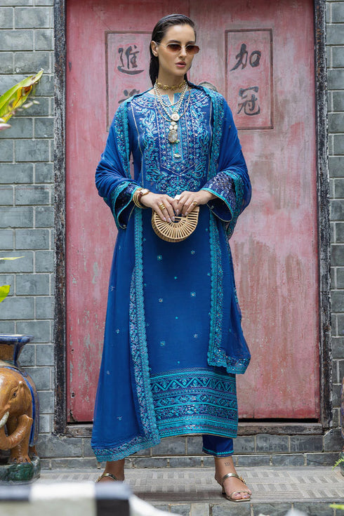 Mushq Embroidered Raw Silk Suit Marisette