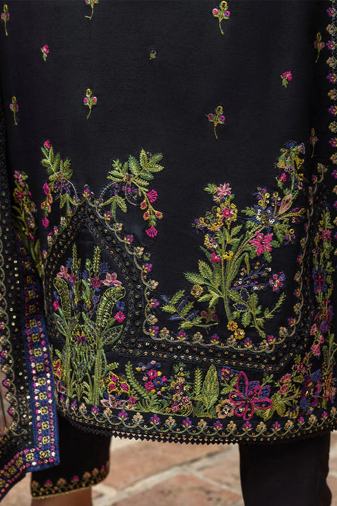 Mushq Embroidered Raw Silk Suit Onyxa