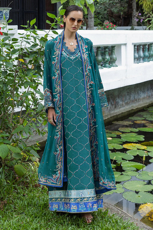 Mushq Embroidered Raw Silk Suit Valene