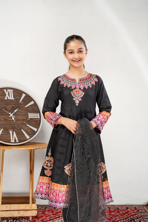 Lush Embroidered Cotton 3 Piece Suit L-134