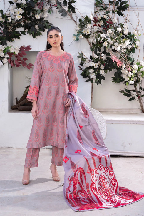 Raniya Embroidered Dhanak 3 Piece Suit RH-02