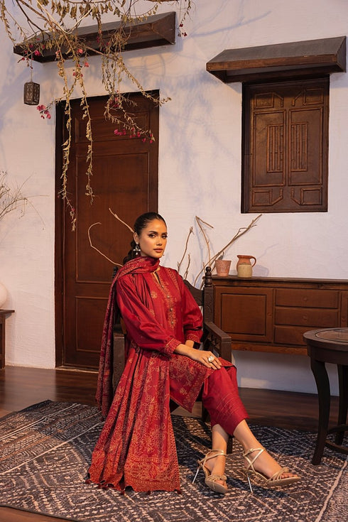 Lakhany 03 Piece Unstitched Pearl Printed Marina Suit - LG-AR-0097-B