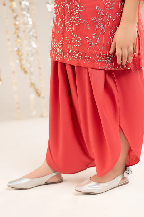 Maria B Kids 2 Piece Embellished Organza Suit MKS-EF26-10-Pink