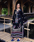 Mushq Embroidered Karandi Suit Midnight Rune