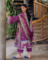 Mushq Embroidered Karandi Suit Plum Swirl