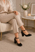 Black Ankle Strap Block Heel Court Shoes– G-1829