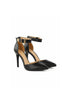 Pointy Toe Stiletto ankle strape court shoes Black Matte 221