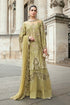 Maria B Embroidered Raw Silk Suit WF-09-08-Olive Green