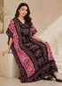 Women’s Elephant Print Kaftan Dress – Plus Size V-Neck Batwing Kimono Beach Cover-Up