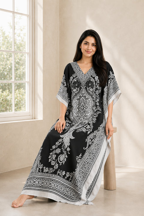 Women’s Free-Size Kaftan Maxi Dress – Kimono Beach Cover-Up, Party Dress and Loungewear