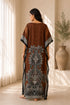Women’s Brown Paisley Kaftan Dress – Loose V-Neck Maxi Beach and Swimwear Cover-Up
