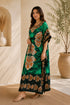PMOYO Women’s Lotus Print Kaftan Dress – Free-Size Boho Maxi Beach Cover-Up with Drawstring Waist