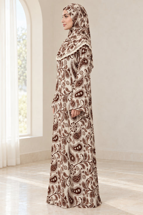 Yaqeen Women’s One-Piece Islamic Prayer Dress with Attached Hijab
