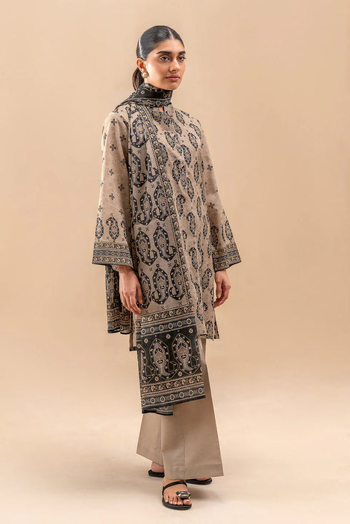 Beechtree Printed Blended Lawn Suit BEIGE VERVE BT-07