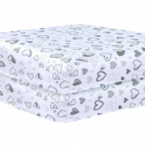Cot Bed Sheets Super Soft Breathable Polycotton Fitted Sheet - Heart