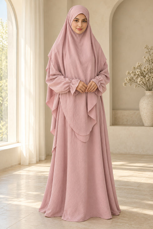 Yaqeen Women’s Abaya and Diamond-Cut Khimar Two-Piece Prayer Set