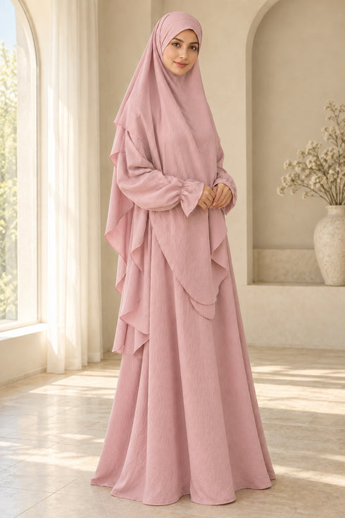 Yaqeen Women’s Abaya and Diamond-Cut Khimar Two-Piece Prayer Set