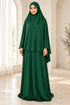 Women’s Two-Piece Prayer Set with Short Khimar and Elastic Waist Skirt