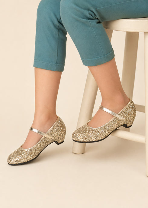 Kids Gold Glitter Shoes BS-41