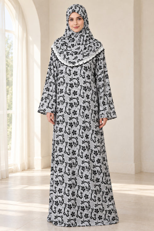 Yaqeen Women’s One-Piece Islamic Prayer Dress with Attached Hijab