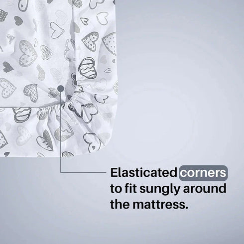 Cot Bed Sheets Super Soft Breathable Polycotton Fitted Sheet - Heart