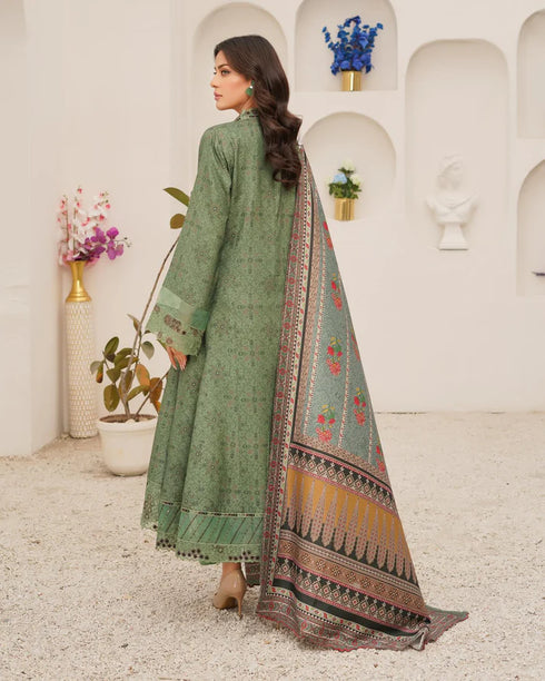 Munira Designer Embroidered Dhanak 3 Piece Suit MSL122