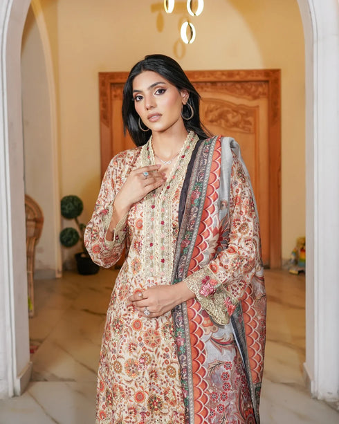 Munira Embroidered Lawn 3 Piece Suit MSL127