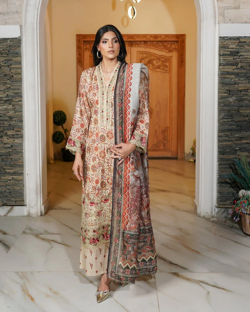 Munira Embroidered Lawn 3 Piece Suit MSL127