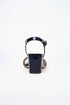 Women's Navy Blue Patent Ankle Strap Block Heel Sandals Open Toe Buckle 1840