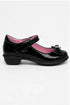 Girls Black Patent Mary Jane School Shoes with Bow-BS-MACHA