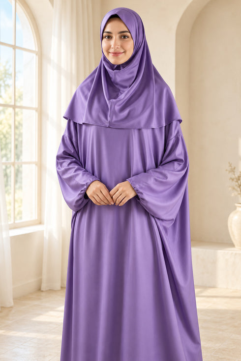 Women’s Muslim Prayer Dress Set with Hijab and Prayer Beads