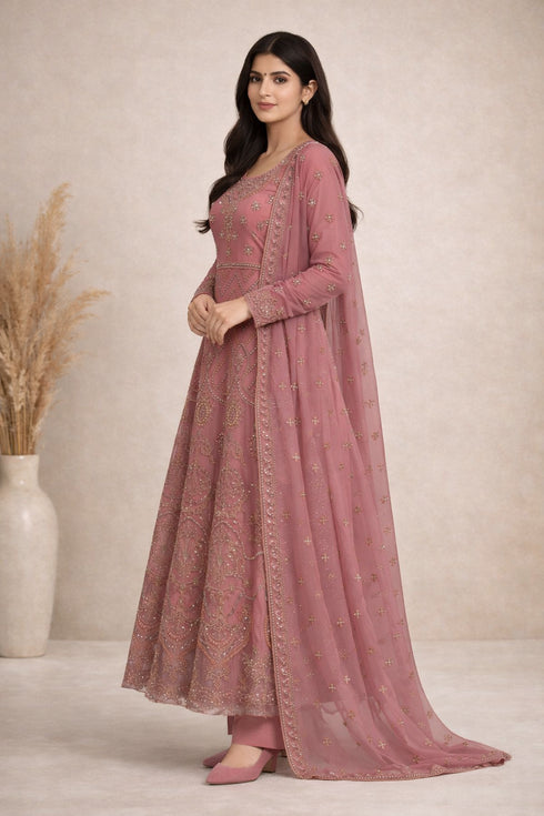 Baba Posh Embroidered Chiffon Maxi Suit with Sequins & Stone Work BP-03