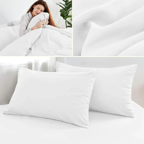 4 Piece Complete Bedding Set Duvet Cover Set With Fitted Bed Sheet & Pillowcases - White