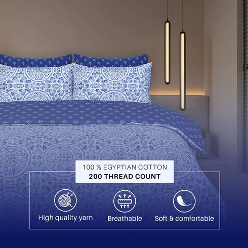 Greek Blue Duvet Cover Set - 100% Cotton for a Stylish Bed