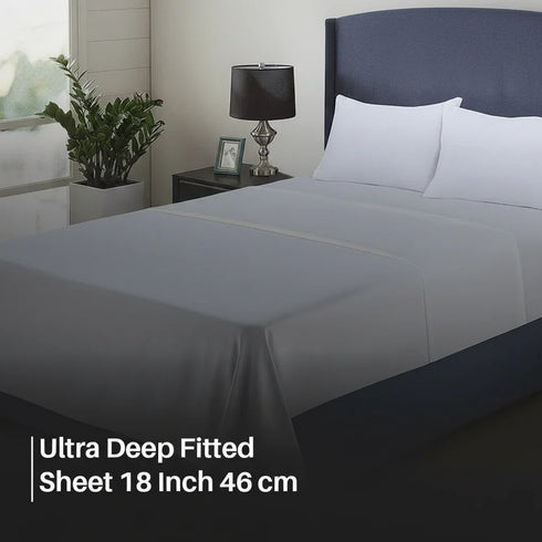 200 Thread Count 46cm Fitted Sheet - 100% Egyptian Cotton, White