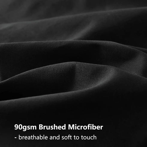 4 Piece Complete Bedding Set Duvet Cover Set With Fitted Bed Sheet & Pillowcases - Black