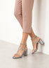 Women's White Patent Gladiator Block Heel Sandals Multi Strap Open Toe BS-7