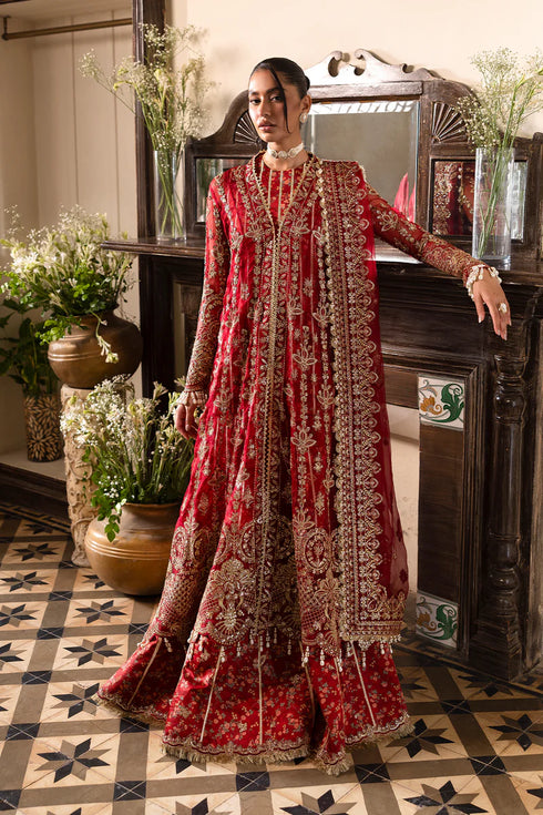 Afrozeh Emboridered Organza Suit Tearose