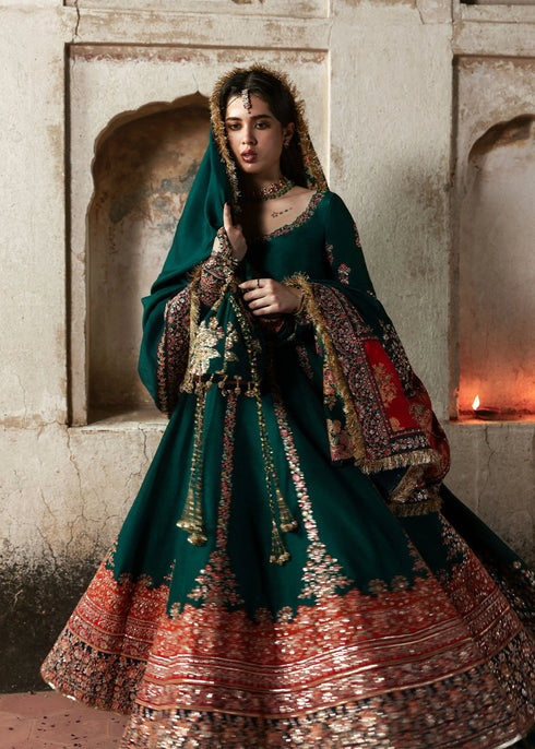 Hussain Rehar Embroidered Korean Raw Silk Suit Meherunissa