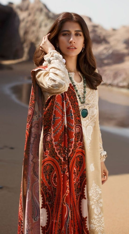 Zaha Embroidered Khaddar 3 piece suit SAHANE