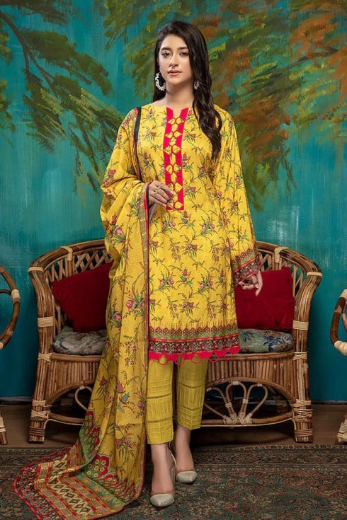 Adan Libas Digital Printed Linen 3 Piece Suit Daisy ADL-04