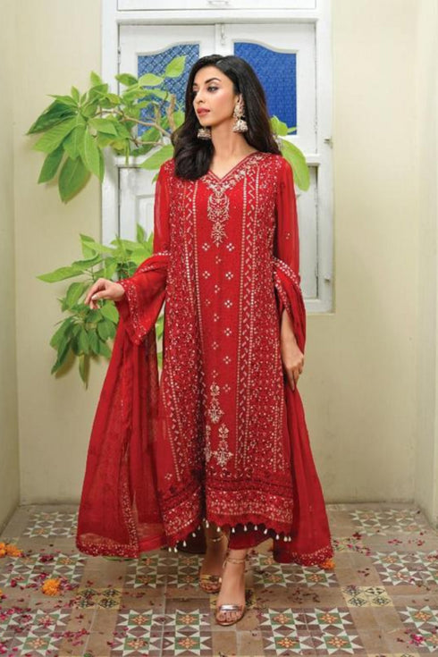 Lush Embroidered Chiffon 3 Piece Suit L-123