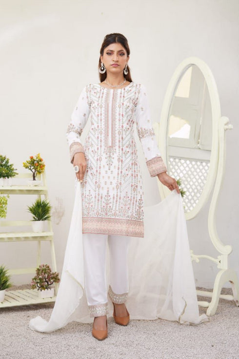 Haniya Embroidered Organza 3 Piece Suit H-12