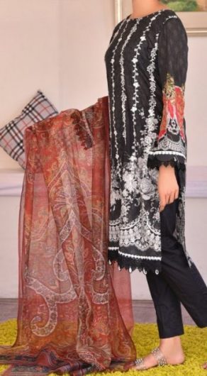 Rafia Digital Printed Embroidered Lawn 3 Piece Suit DC3-40-B