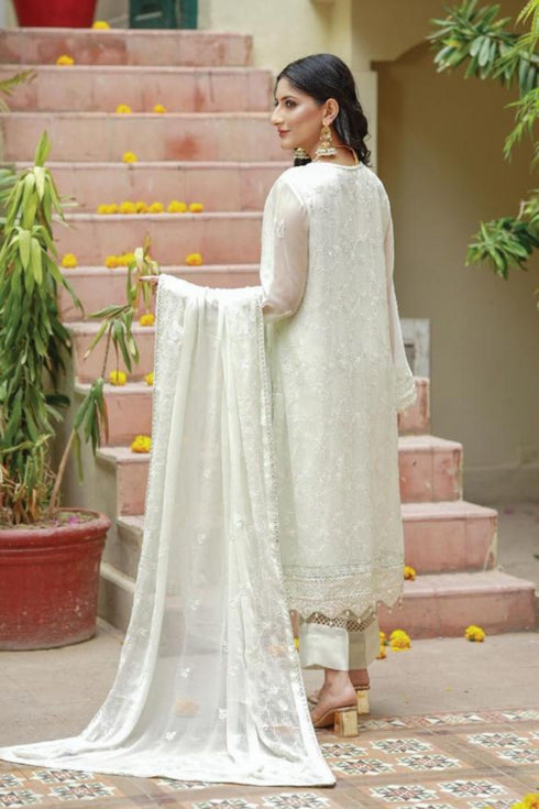 Lush Embroidered Chiffon 3 Piece Suit L-125
