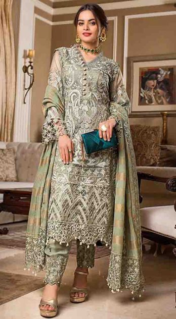 Alzohaib Embroidered Organza 3 Piece Suit AZF-WD'21 05