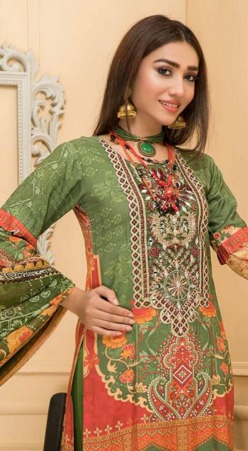 Haniya Embroidered Linen 3 Piece Suit With Chiffon Dupatta Design 02