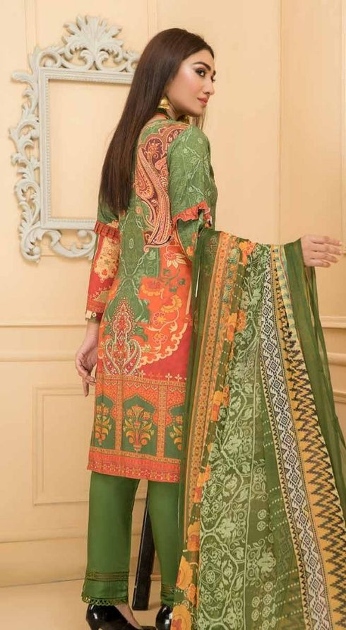 Haniya Embroidered Linen 3 Piece Suit With Chiffon Dupatta Design 02